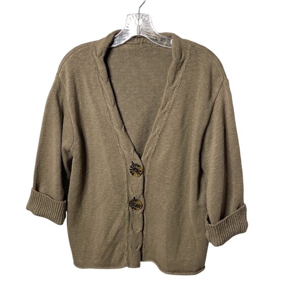 Vintage Willow Tan Cardigan Knitted Sweater Oversized Button Closure Women's L - Picture 7 of 7